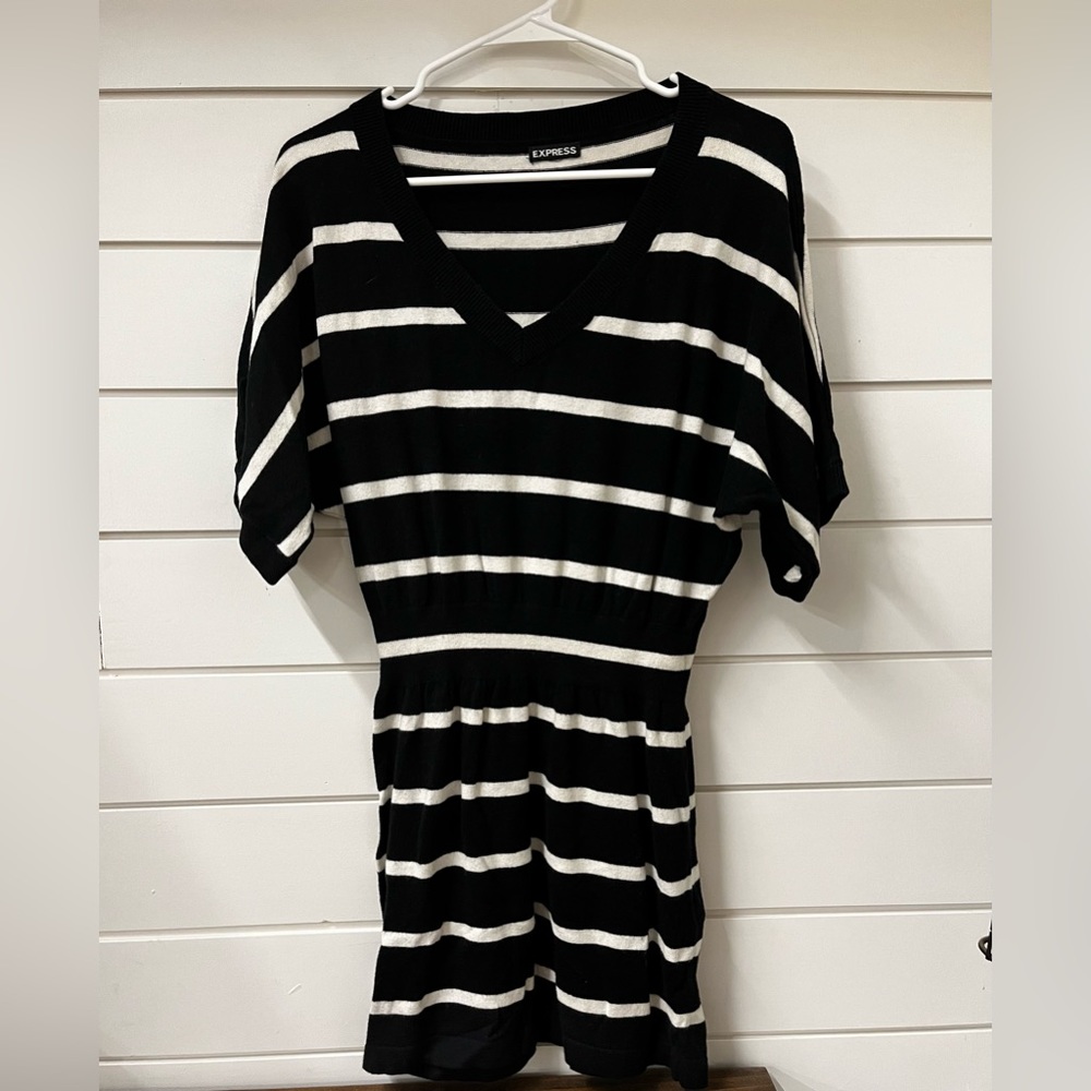 Express black and white sweater dress